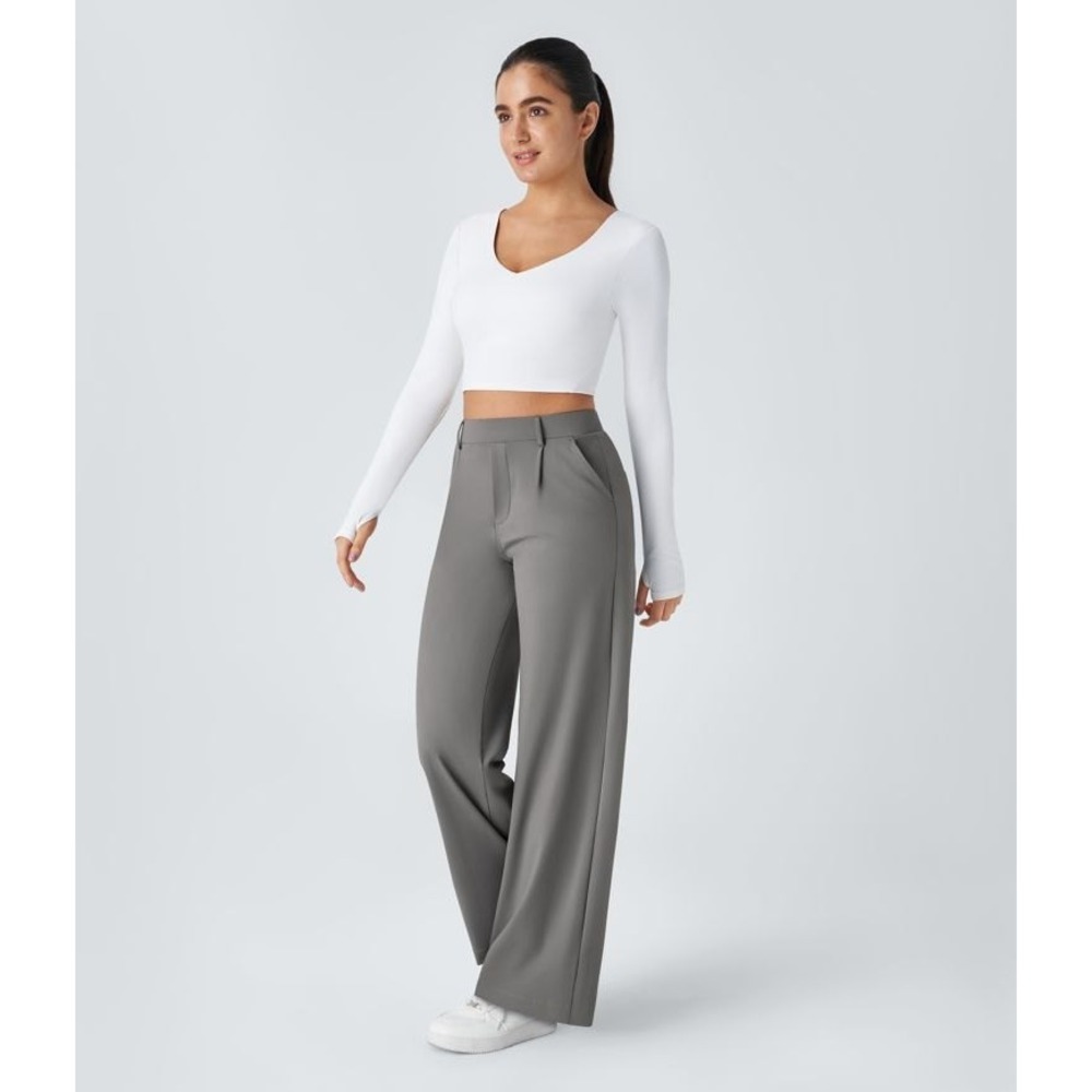 Halara Flex DayStretch High Waisted Pants Women XL Tall Gray Straight Leg NWT